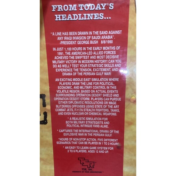 TSR Board Game A Line in the Sand 1991 Desert Shield Persian Gulf Sealed In Box - Picture 13 of 14